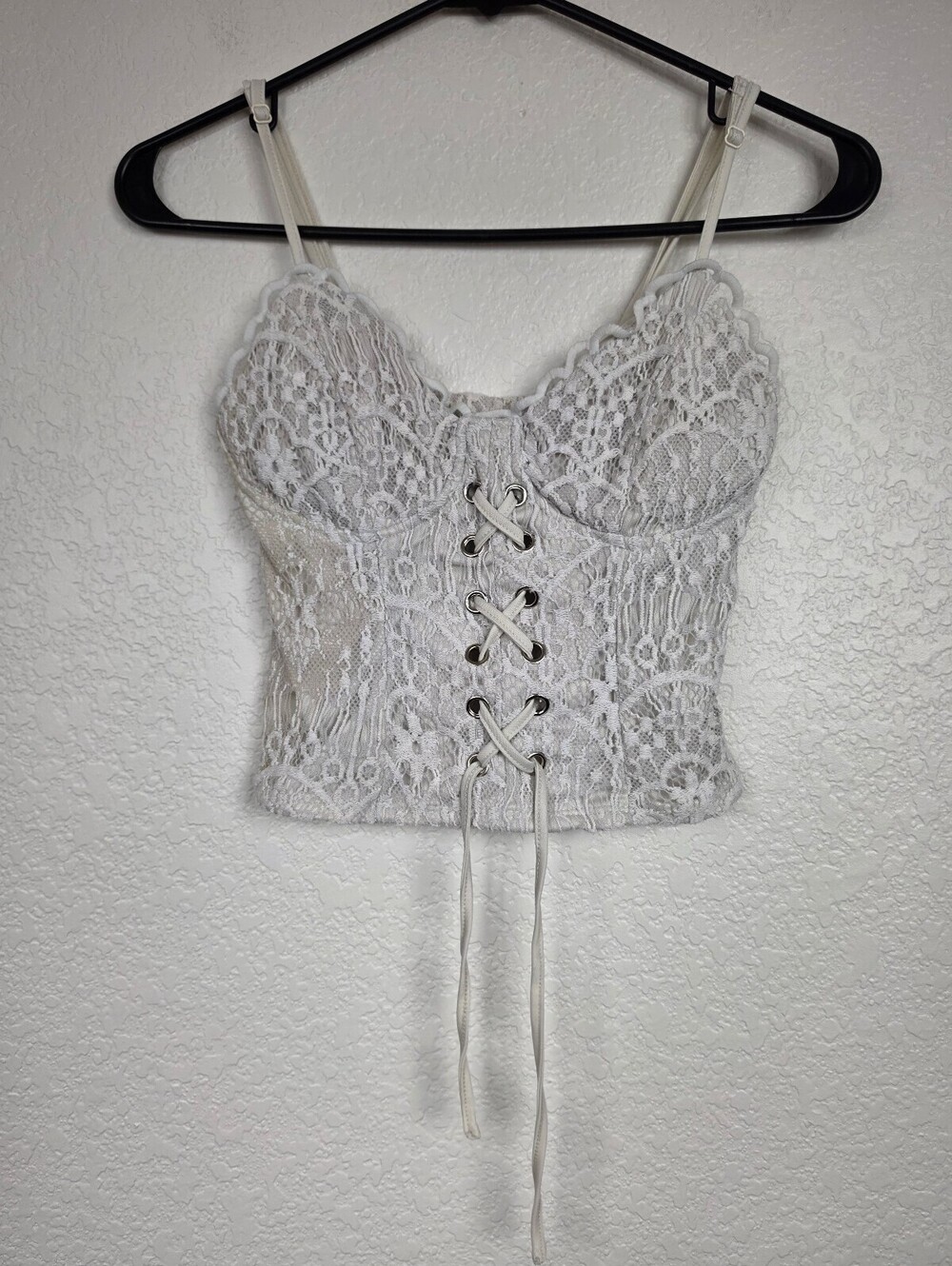 Lily White White Lace Corset Crop Top XS Y2K 90s